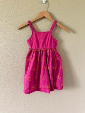 wonder nation Hot Pink Sundress with Yellow Floral Print